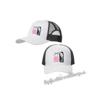 BLACKPINK - Jennie 96 Signature Portrait - bieločierna sieťkovaná šiltovka model "Trucker Cap"