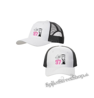 BLACKPINK - Lisa 97 Signature Portrait - bieločierna sieťkovaná šiltovka model "Trucker Cap"