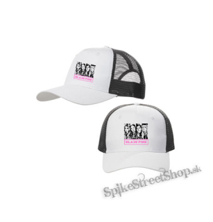 BLACKPINK - Logo & Band - bieločierna sieťkovaná šiltovka model "Trucker Cap"