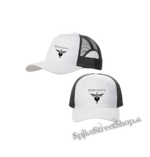 BON JOVI - White Heart - bieločierna sieťkovaná šiltovka model "Trucker Cap"
