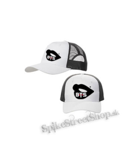 BTS - BANGTAN BOYS - Lips - bieločierna sieťkovaná šiltovka model "Trucker Cap"