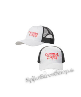 CANNIBAL CORPSE - Red Logo - bieločierna sieťkovaná šiltovka model "Trucker Cap"