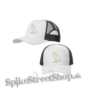 DRAKE - OWL SYMBOL - bieločierna sieťkovaná šiltovka model "Trucker Cap"