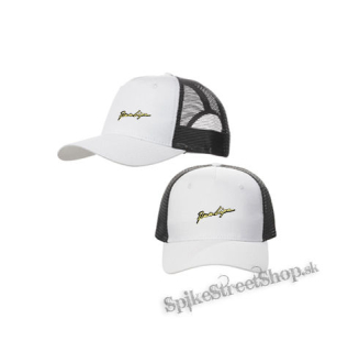 DUA LIPA - Yellow Logo - bieločierna sieťkovaná šiltovka model "Trucker Cap"