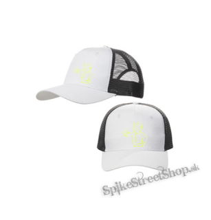 FALLOUT - Vault Boy Green Neon - bieločierna sieťkovaná šiltovka model "Trucker Cap"