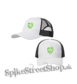 GREEN DAY - Green Heart - bieločierna sieťkovaná šiltovka model "Trucker Cap"
