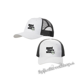GTA - GRAND THEFT AUTO - V - - bieločierna sieťkovaná šiltovka model "Trucker Cap"
