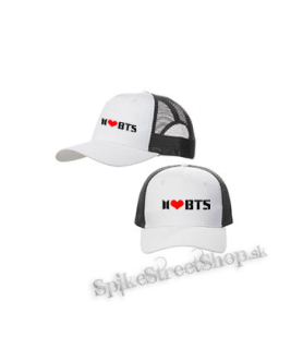 I LOVE BTS - Logo - bieločierna sieťkovaná šiltovka model "Trucker Cap"