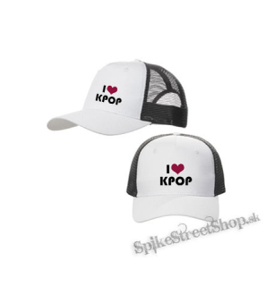 I LOVE K-POP - bieločierna sieťkovaná šiltovka model "Trucker Cap"