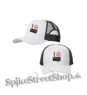 I LOVE LINKIN PARK - Crest Motive - bieločierna sieťkovaná šiltovka model "Trucker Cap"