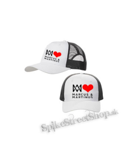I LOVE MARCUS & MARTINUS - Motive 1 - bieločierna sieťkovaná šiltovka model "Trucker Cap"