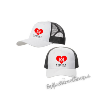 I LOVE MARCUS & MARTINUS - Motive 2 - bieločierna sieťkovaná šiltovka model "Trucker Cap"