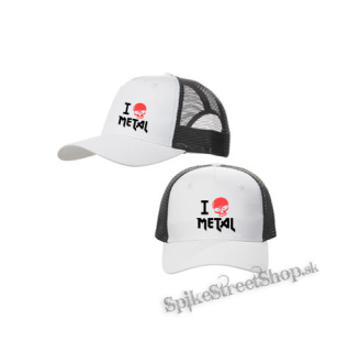 I LOVE METAL - bieločierna sieťkovaná šiltovka model "Trucker Cap"