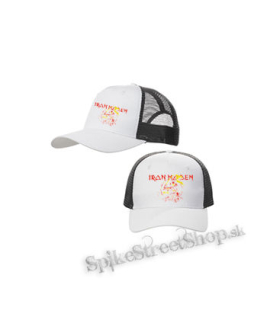 IRON MAIDEN - Red Yellow Senjutsu Samurai - bieločierna sieťkovaná šiltovka model "Trucker Cap"