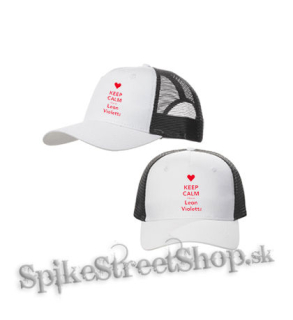 KEEP CALM I LOVE LEON VIOLETTA - bieločierna sieťkovaná šiltovka model "Trucker Cap"
