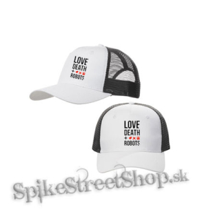 LOVE DEATH ROBOTS - Logo And Crest - bieločierna sieťkovaná šiltovka model "Trucker Cap"