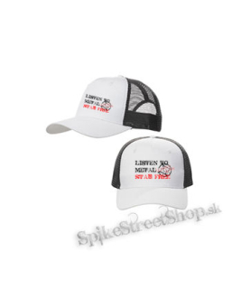 LUNATIC GODS - Listen To Metal Stay Free Motive 2 - bieločierna sieťkovaná šiltovka model "Trucker Cap"