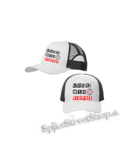 LUNATIC GODS - Listen To Metal Stay Free Motive 4 - bieločierna sieťkovaná šiltovka model "Trucker Cap"