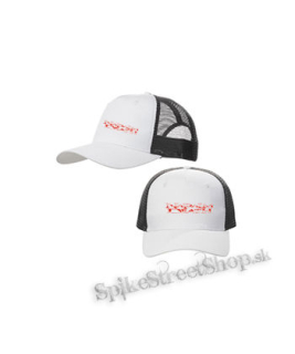 NAPALM DEATH - Red Logo - bieločierna sieťkovaná šiltovka model "Trucker Cap"