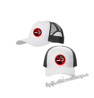 NO SMOKING - bieločierna sieťkovaná šiltovka model "Trucker Cap"