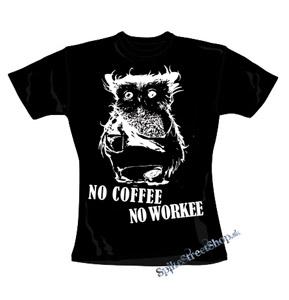 NO COFFEE, NO WORKEE - čierne dámske tričko
