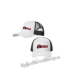 SAXON - Logo - bieločierna sieťkovaná šiltovka model "Trucker Cap"