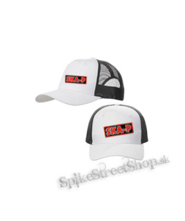 SKA-P - Logo Red Black - bieločierna sieťkovaná šiltovka model "Trucker Cap"