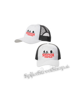 STRANGER THINGS - Bicycle Gang - bieločierna sieťkovaná šiltovka model "Trucker Cap"