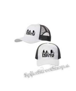 STRANGER THINGS - Friends Don't Lie - bieločierna sieťkovaná šiltovka model "Trucker Cap"