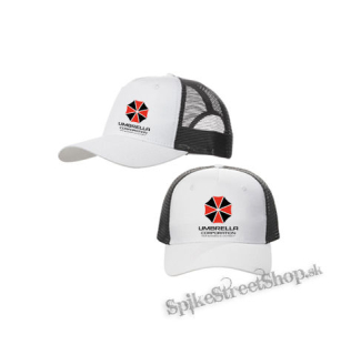 UMBRELLA CORPORATION - Our Business Is Life Itself - bieločierna sieťkovaná šiltovka model "Trucker Cap"