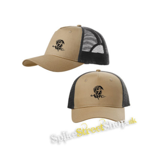 2 PAC - Portrait & Name - pieskovočierna sieťkovaná šiltovka model "Trucker Cap"
