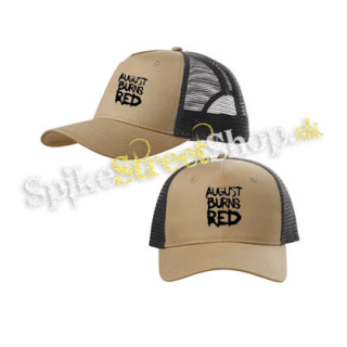 AUGUST BURNS RED - Big Logo - pieskovočierna sieťkovaná šiltovka model "Trucker Cap"