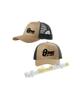 DAVID BOWIE - Logo - pieskovočierna sieťkovaná šiltovka model "Trucker Cap"