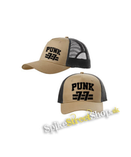 PUNK 77 - Slogan motív 2 - pieskovočierna sieťkovaná šiltovka model "Trucker Cap"