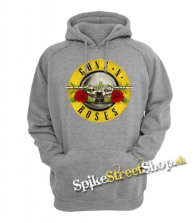 GUNS N ROSES - Bullet Classic Logo - šedá pánska mikina