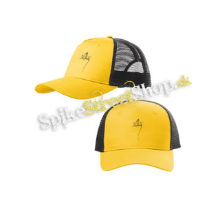 ALCEST - Logo - žltočierna sieťkovaná šiltovka model "Trucker Cap"