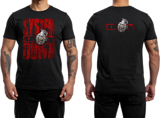 SYSTEM OF A DOWN - Red Logo Grenade Style - čierne pánske tričko
