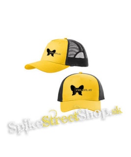 COLDPLAY - Butterfly Logo - žltočierna sieťkovaná šiltovka model "Trucker Cap"