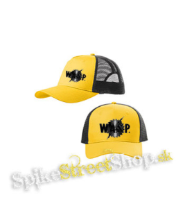 W.A.S.P. - Logo - žltočierna sieťkovaná šiltovka model "Trucker Cap"