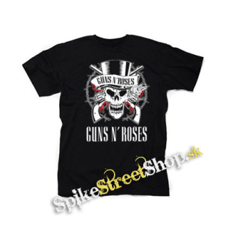 GUNS N ROSES - Red White Skull And Logo - pánske tričko