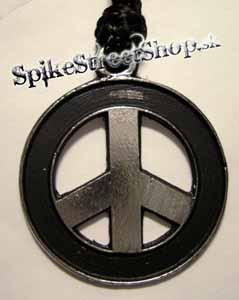 PEACE - Black Silver Small - kovový strieborný prívesok