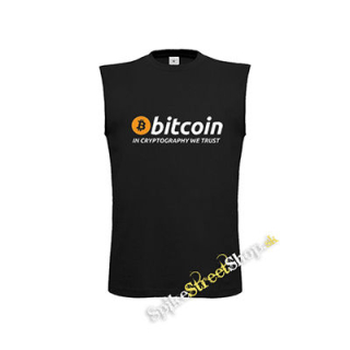 BITCOIN - In Cryptography We Trust - čierne pánske tričko bez rukávov