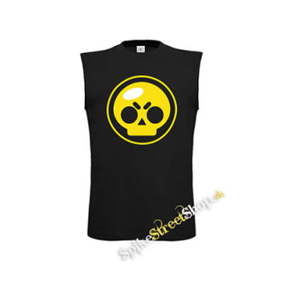 BRAWL STARS - Yellow Skull - čierne pánske tričko bez rukávov