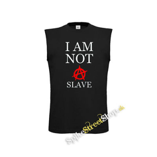 I AM NOT A SLAVE - Červené A - čierne pánske tričko bez rukávov