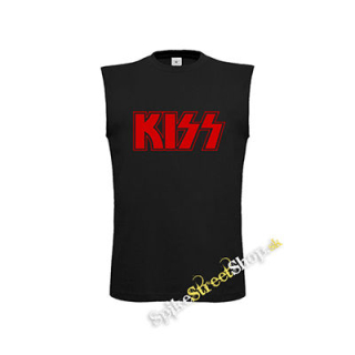 KISS - Red Logo - čierne pánske tričko bez rukávov