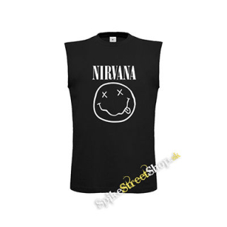 NIRVANA - Logo & Smile - čierne pánske tričko bez rukávov