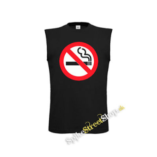NO SMOKING - čierne pánske tričko bez rukávov