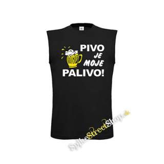PIVO JE MOJE PALIVO - čierne pánske tričko bez rukávov