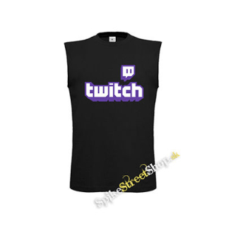 TWITCH - Purple Logo Sign - čierne pánske tričko bez rukávov