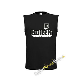 TWITCH - White Logo Sign - čierne pánske tričko bez rukávov